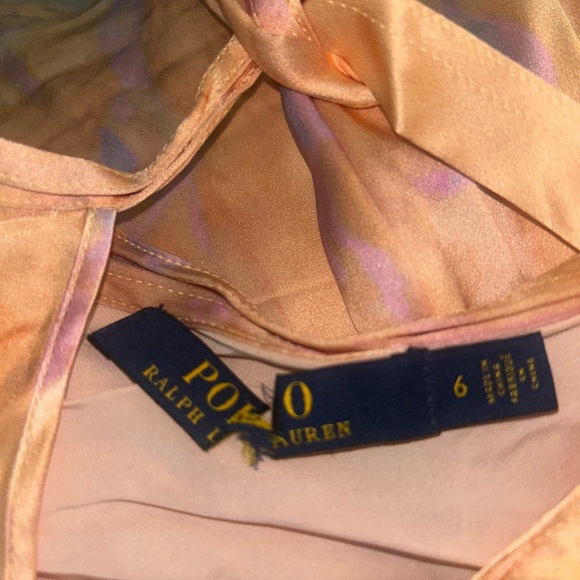 NEW Polo Ralph Lauren Rily 100% Silk Tie Collar Maxi Dress Peach Dye - Picture 7 of 8